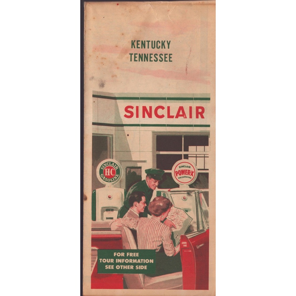 Vintage Sinclair Kentucky Tennessee Gasoline Road Map Mid-Century Petroliana - Picture 1 of 2